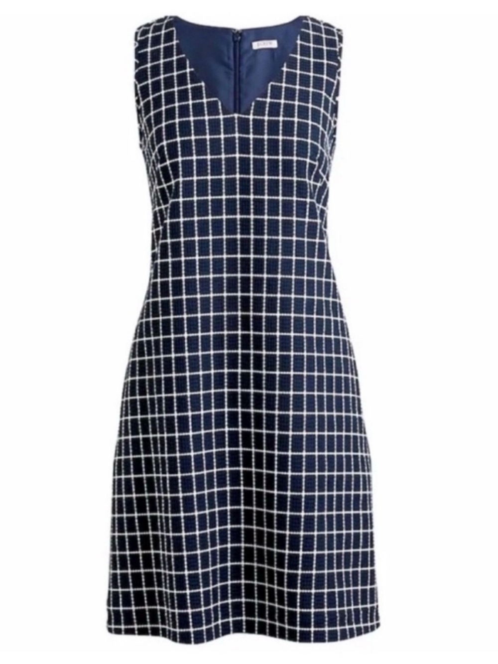 J. Crew Windowpane Tweed V-neck Dress